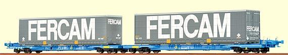 Twin-unit Flat car of AAE loaded with 2 FERCAM containers<br /><a href='images/pictures/Brawa/48102.jpg' target='_blank'>Full size image</a>